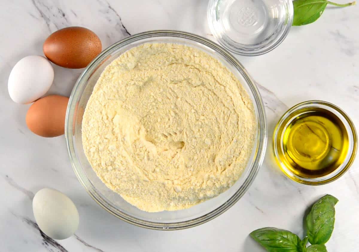 ingredients needed to make homemade pasta.