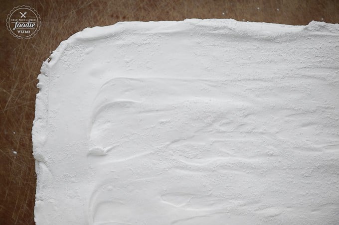 a batch of  peppermint marshmallows prior to being cut