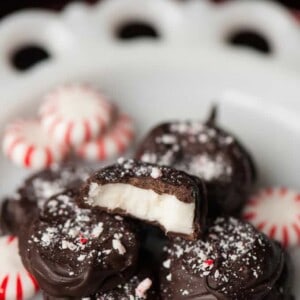 a stack of homemade peppermint patties
