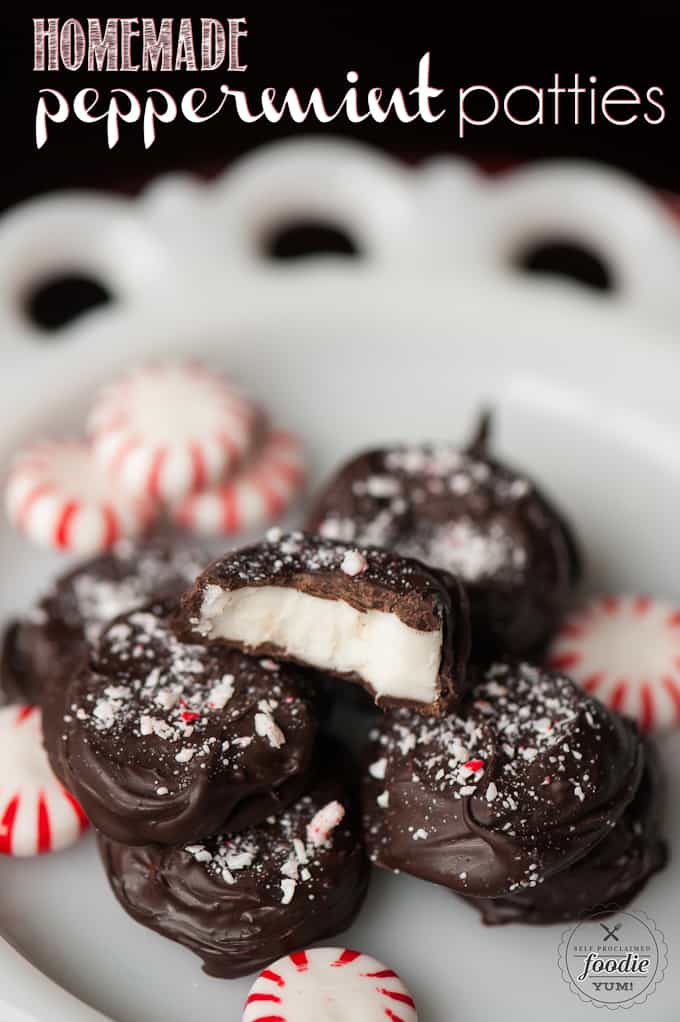 a stack of homemade peppermint patties