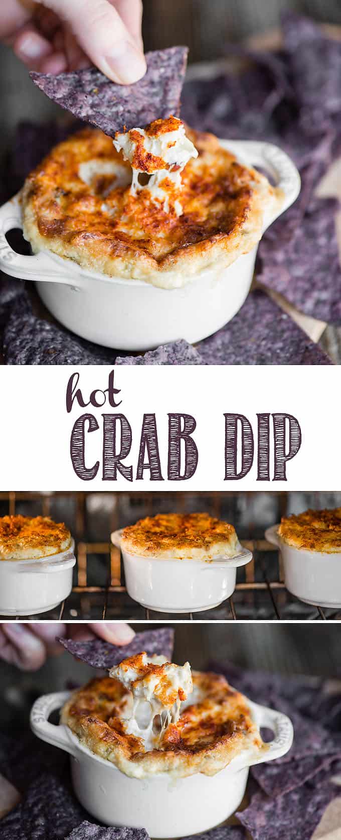 Hot Crab Dip is a crowd pleasing baked appetizer full of real crab, marinated artichokes, and rich and decadent cheeses. You won't find a better crab dip recipe if you're looking for something that is easy to make, is hot and bubbly, and will be the talk of the town. #crabdip #crabdiprecipe #hotcrabdip #crabartichokedip #appetizer #recipe