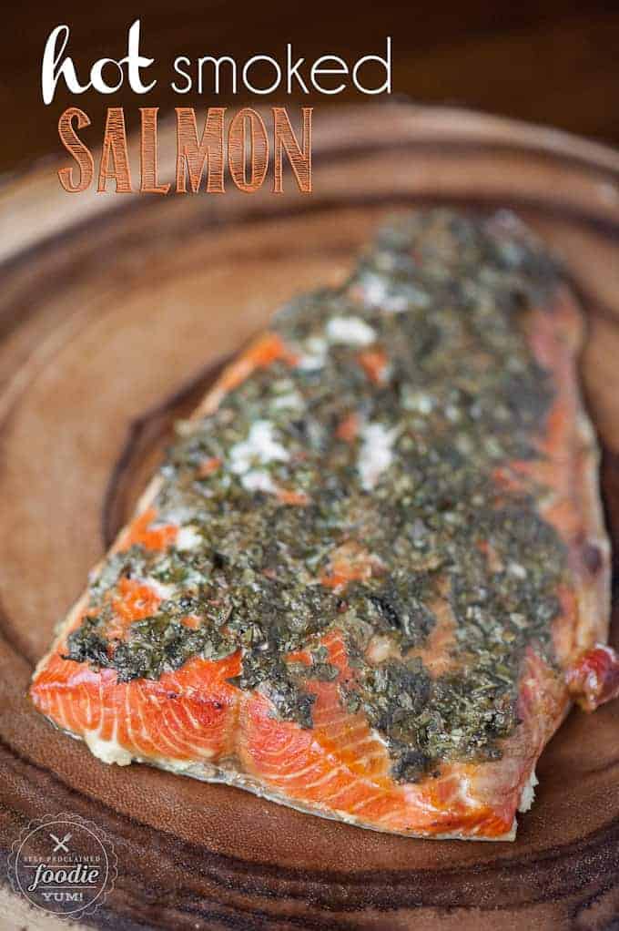 cooked salmon filet with herb topping