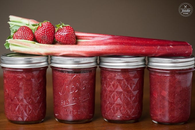 Strawberry jam and rhubarb jam come together in one great recipe