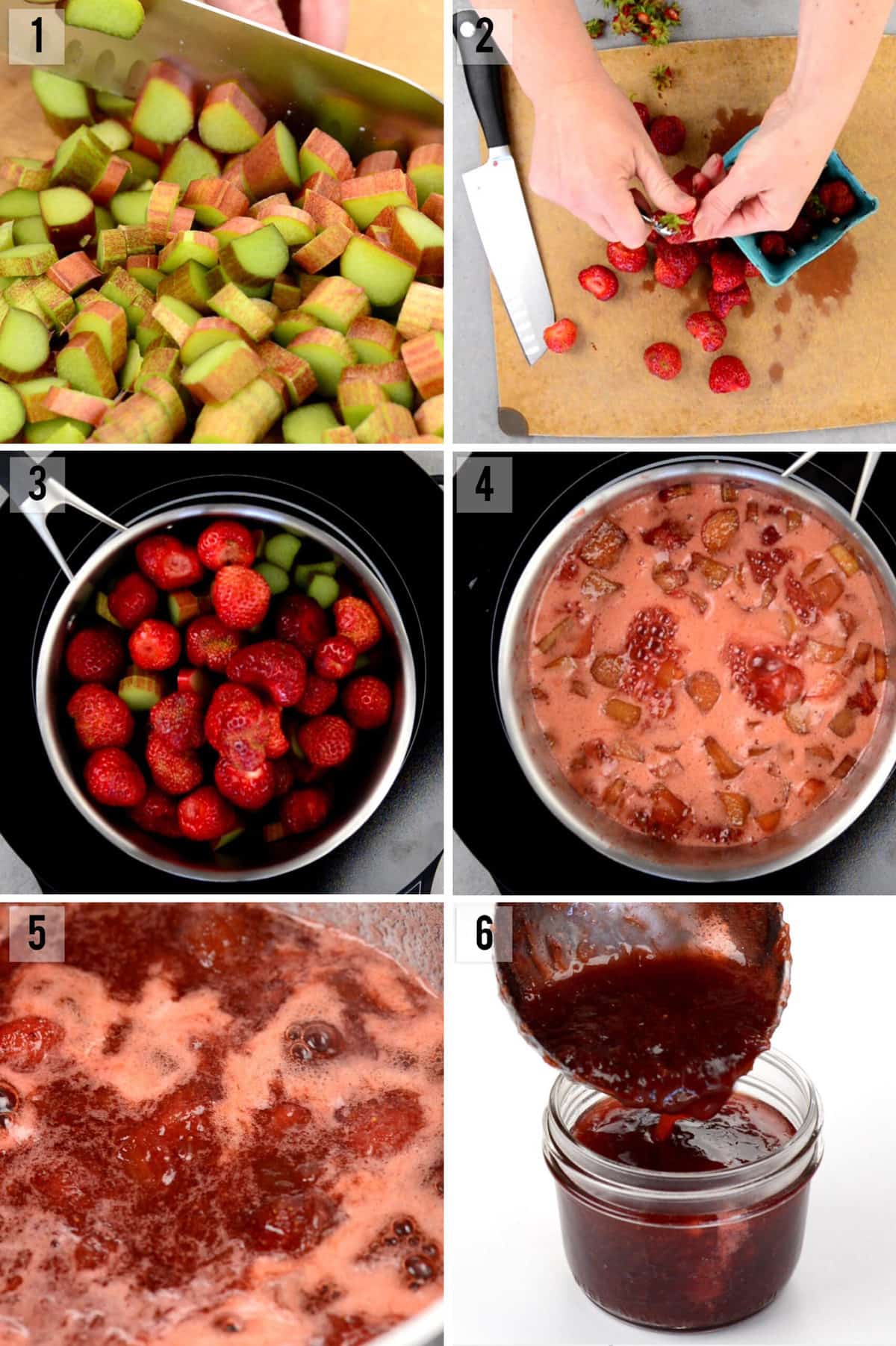 step by step photos of how to make strawberry rhubarb jam