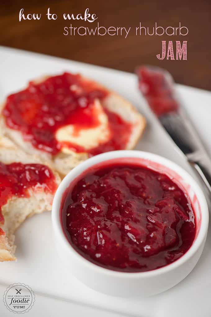 homemade Jam made from strawberries and rhubarb on toast