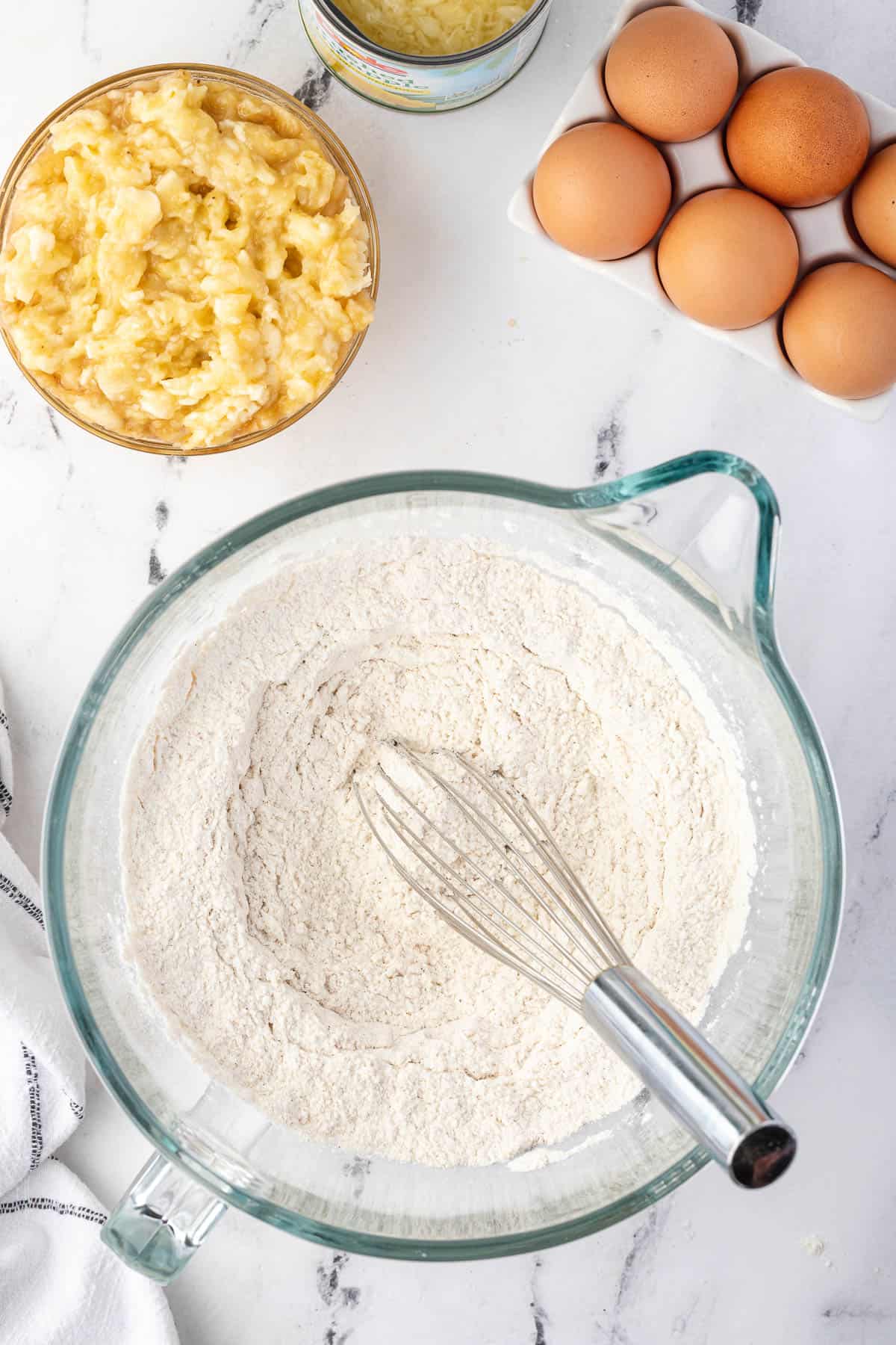 mixing dry ingredients for cake