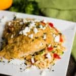 Hummus Baked Chicken and orzo