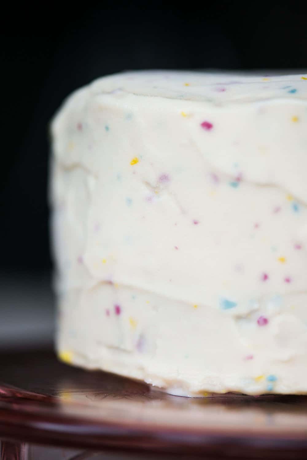 ice cream frosting on a birthday cake