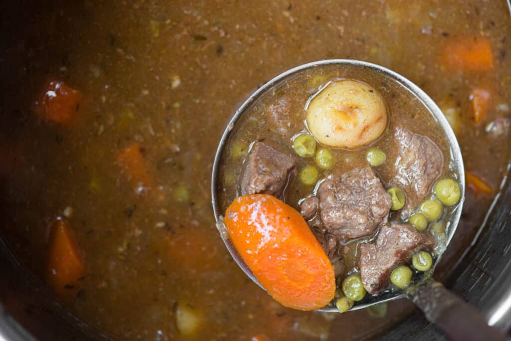 ladle of beef stew