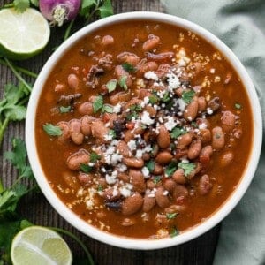 Charro pinto beans with bacon in bowl