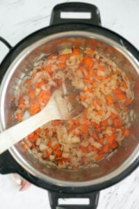 sautéing onions and carrot in the instant pot.