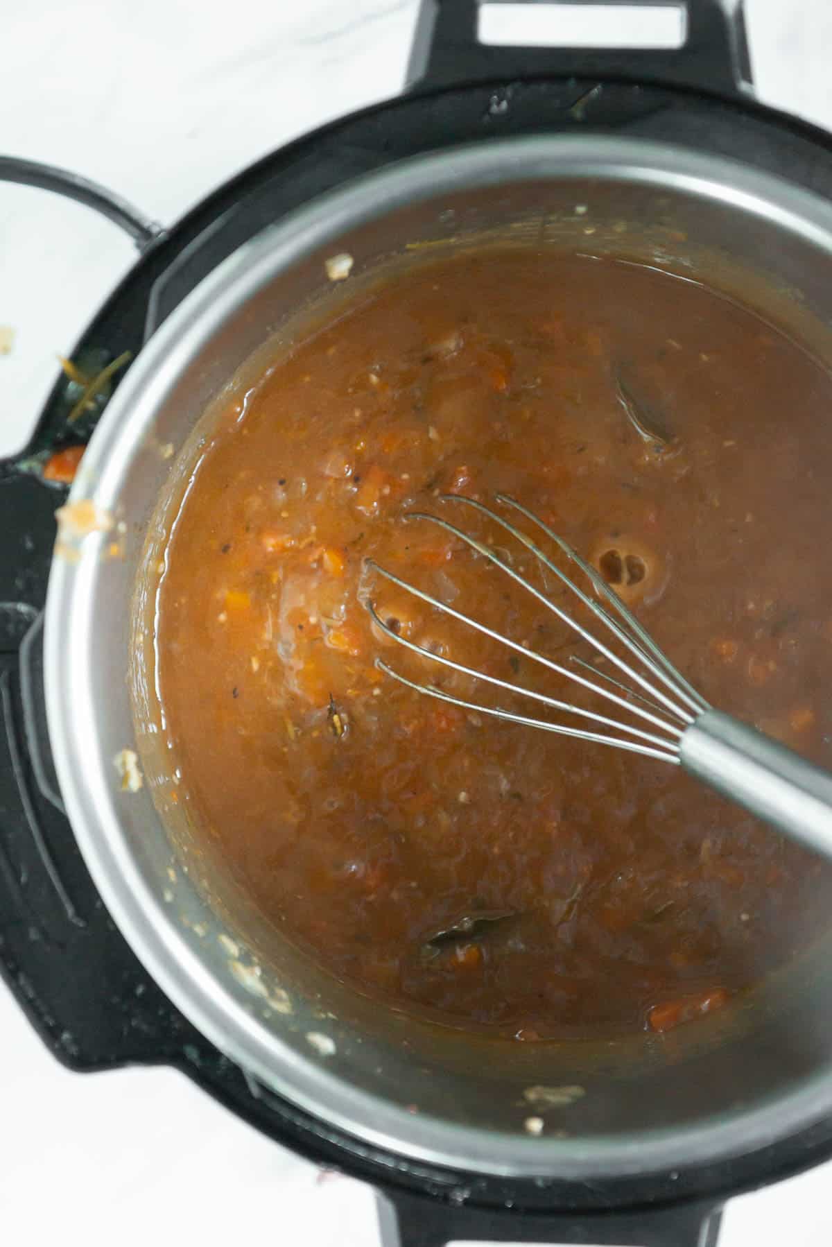 whisking sauce to thicken in instant pot.