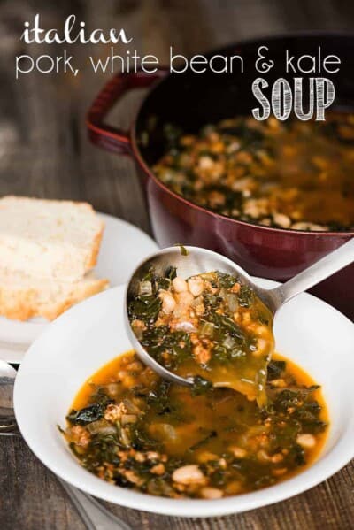 Kale Soup with Italian Pork & White Beans - Self Proclaimed Foodie