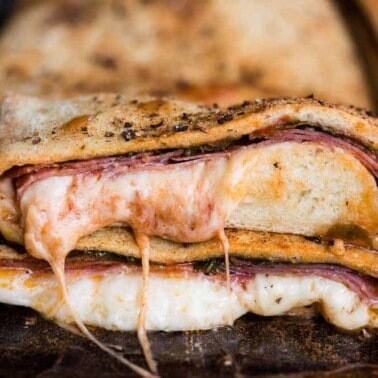 Italian stromboli with meat and cheese