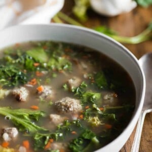 bowl of homemade Italian wedding soup.