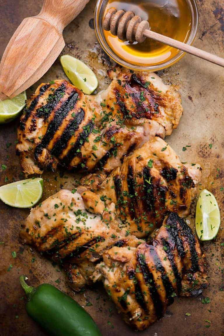 Grilled Chicken Thighs with Jalapeno Honey Lime Marinade Self
