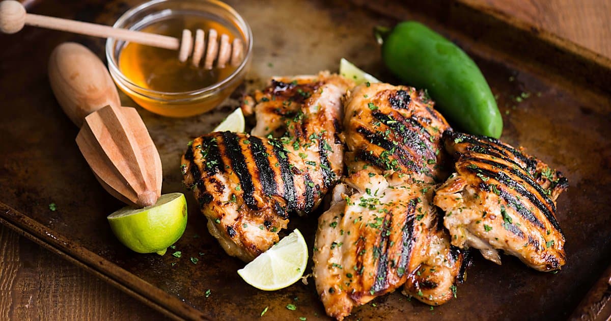 Grilled Chicken Thighs with Jalapeno Honey Lime Marinade - Self ...