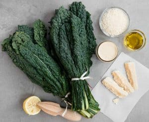 ingredients used to make kale Caesar salad