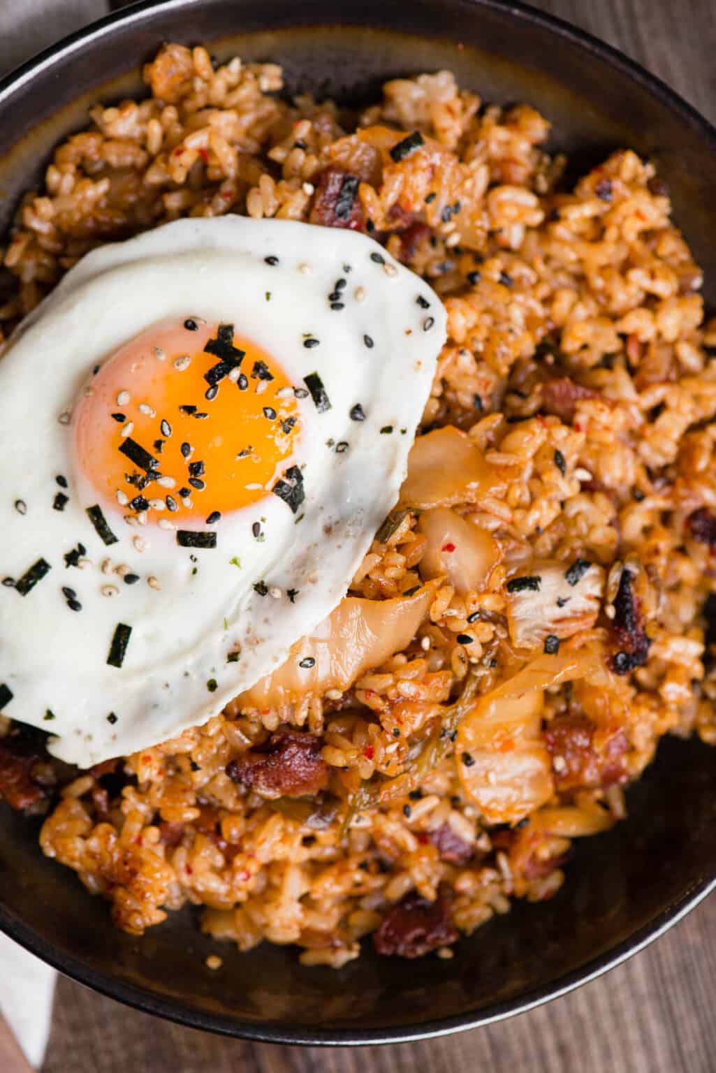 Kimchi Fried Rice with Bacon and Fried Egg - Self Proclaimed Foodie