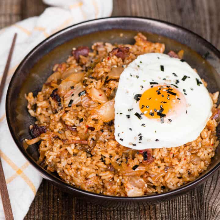 Kimchi Fried Rice with Bacon and Fried Egg - Self Proclaimed Foodie