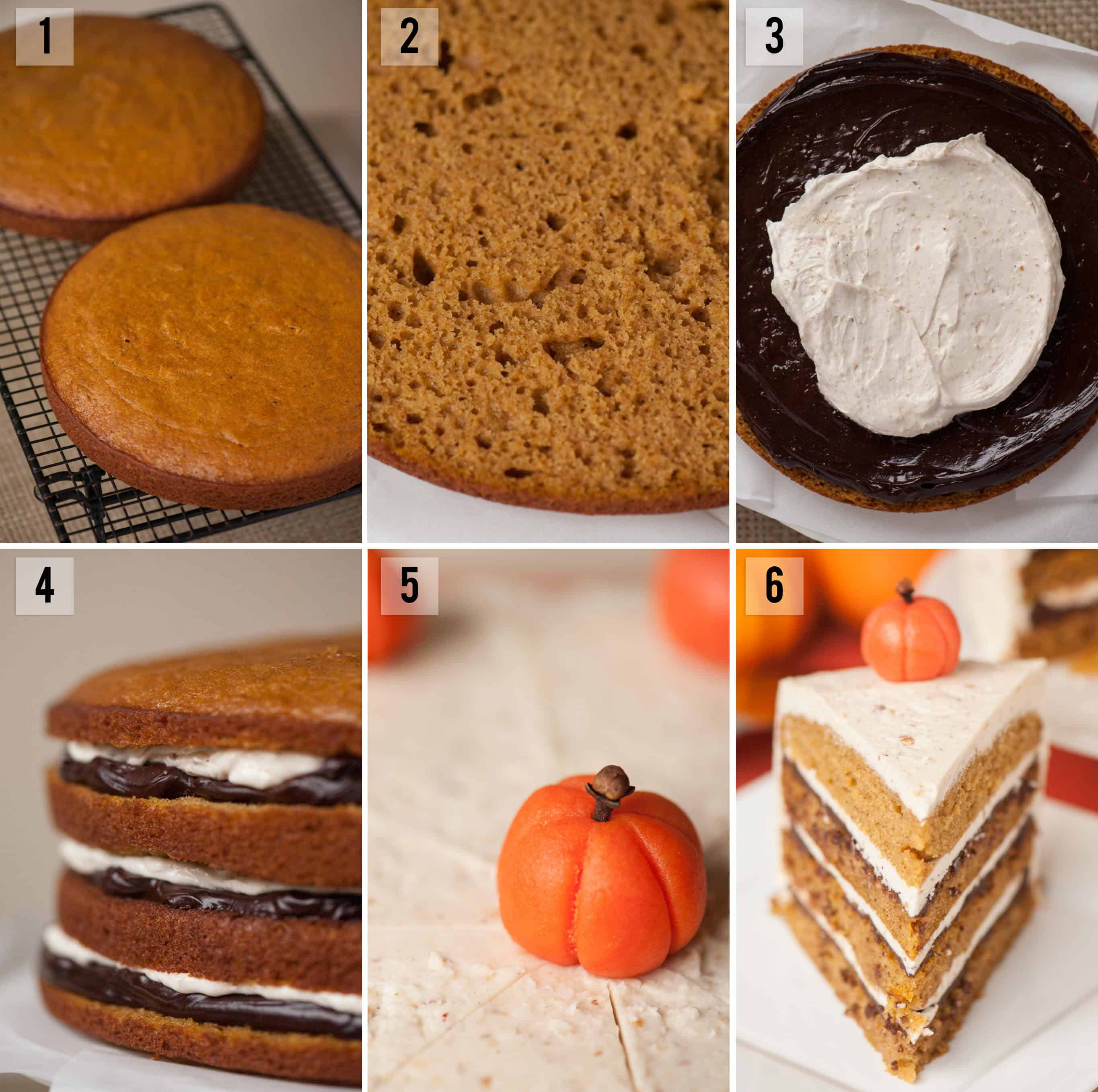 step by step directions on how to make layered pumpkin cake