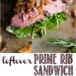 open faced leftover prime rib sandwich