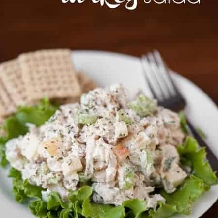 After the holiday, transform your leftover Thanksgiving turkey into this Leftover Turkey Salad made with the yummy fall flavors of fresh apple and pecans.