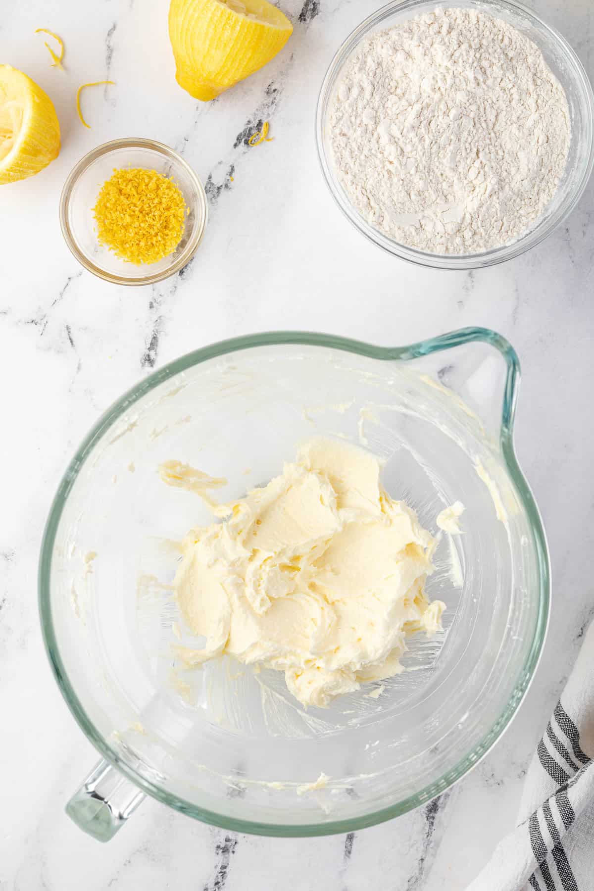 butter and sugar creamed together for crust