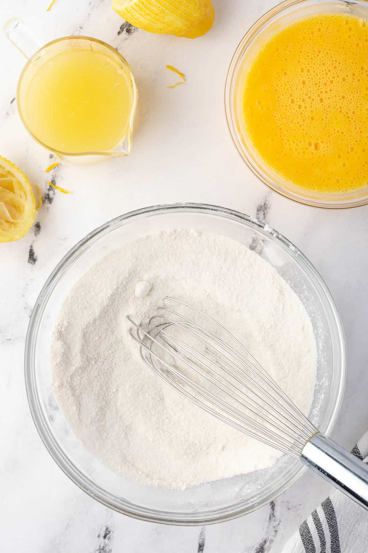 starting to mix ingredients for lemon bar filling