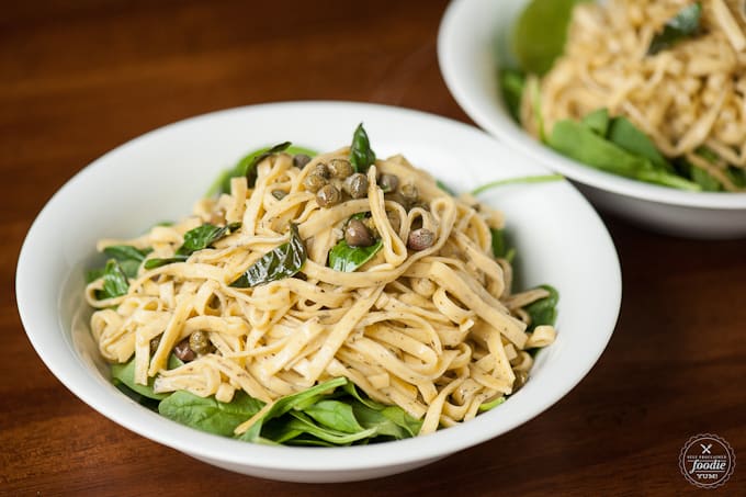 lemon caper pesto salmon pasta