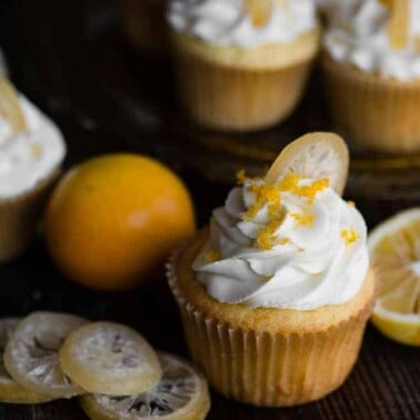 Lemon cupcakes, made from scratch, are perfectly moist and sweet. Made with both lemon juice and lemon zest, the light and fresh citrus flavor shines through. The trick to perfect homemade cupcakes is in how you mix the batter. Topping these lemon cupcakes with mascarpone frosting is downright heavenly!