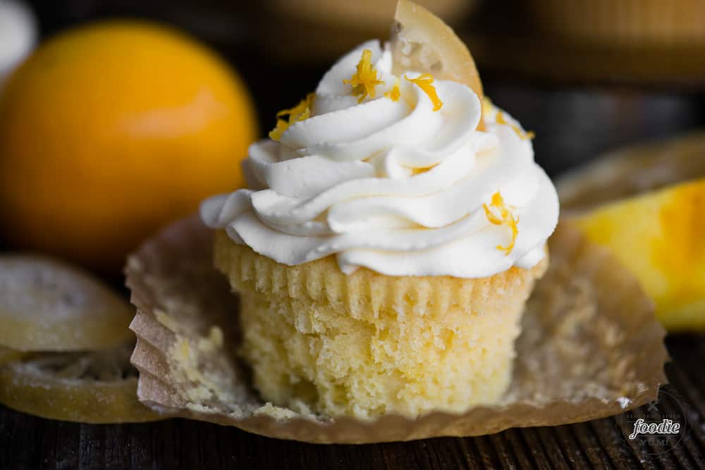 Lemon cupcakes with frosting