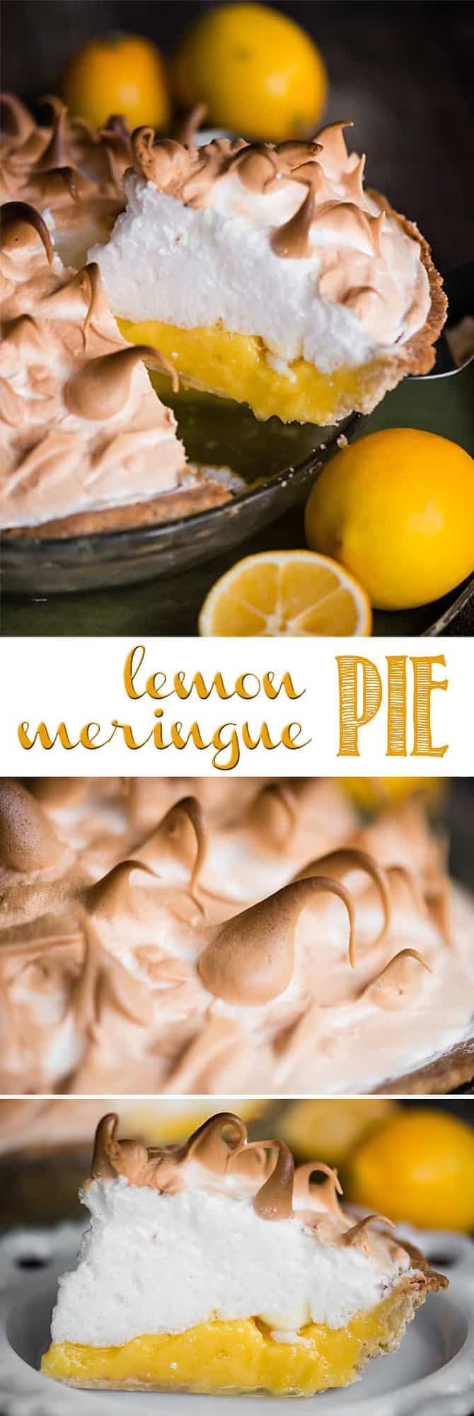 Lemon Meringue Pie is made with a flaky all-butter crust, a creamy and tart lemon filling, and a light meringue topping. It is a fantastic citrus dessert that is a real treat because it is a three-step recipe that takes time, care, and technique. The result is a mouth watering pie that looks and tastes amazing! #lemonmeringuepie #lemon