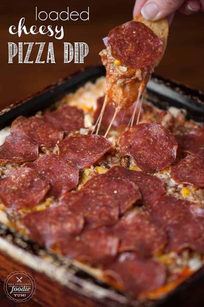 loaded cheesy pizza dip