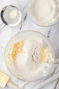 making cookie dough with sifted flour