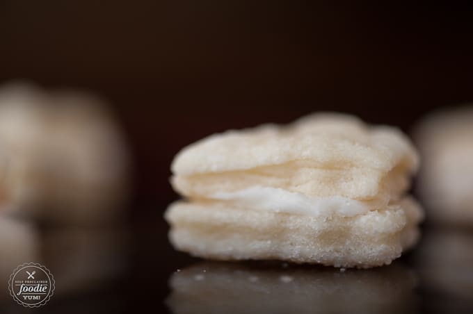 a cream wafer close up