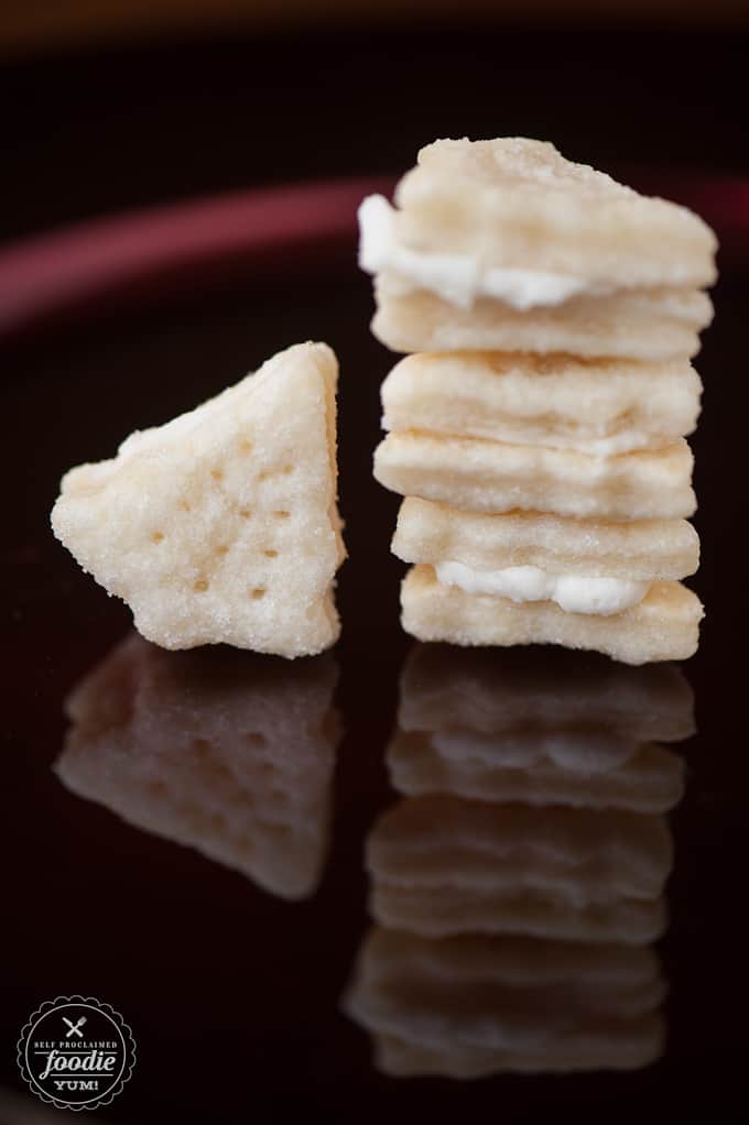 a stack of Lynne\'s cream wafers