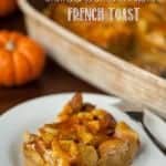 Make Ahead Stuffed Pumpkin Spice French Toast is a delicious breakfast that's prepared the night before & made with pumpkin bagels and pumpkin spice cream cheese.