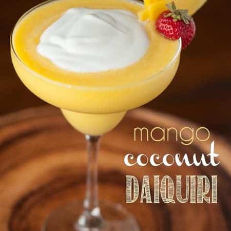 There's nothing quite like a refreshing tropical Mango Coconut Daiquiri made with fresh mango, coconut rum, and coconut cream on a hot summer day.