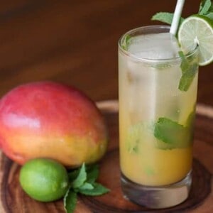 This Mango Mint Mojito cocktail, made with silver tequila, mango juice, lime, and fresh mint, is simple to make as well as perfectly sweet and refreshing.