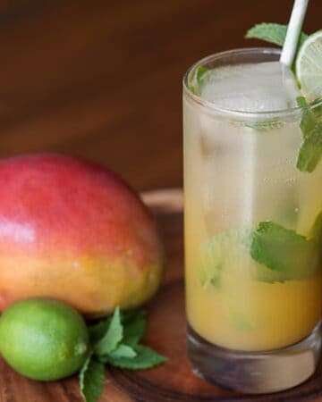 This Mango Mint Mojito cocktail, made with silver tequila, mango juice, lime, and fresh mint, is simple to make as well as perfectly sweet and refreshing.