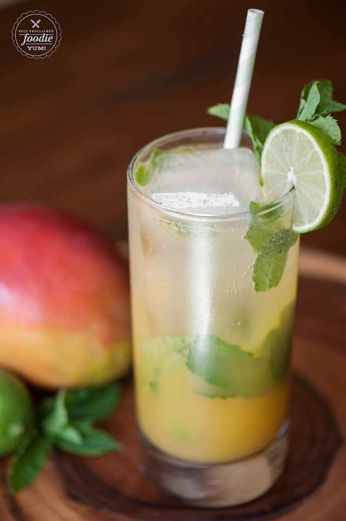 mango mint mojito in a glass