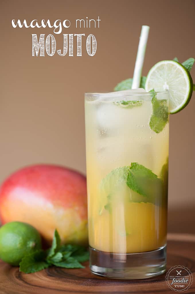 mango mint mojito a mango in the background