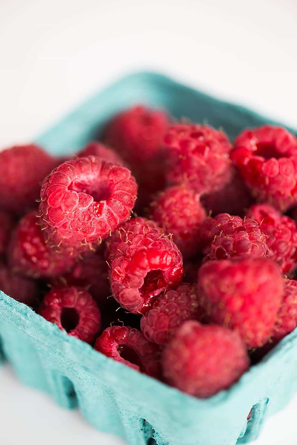 A close up of raspberries