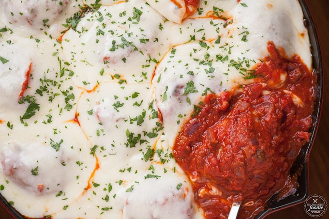 meatball parmesan in a pan