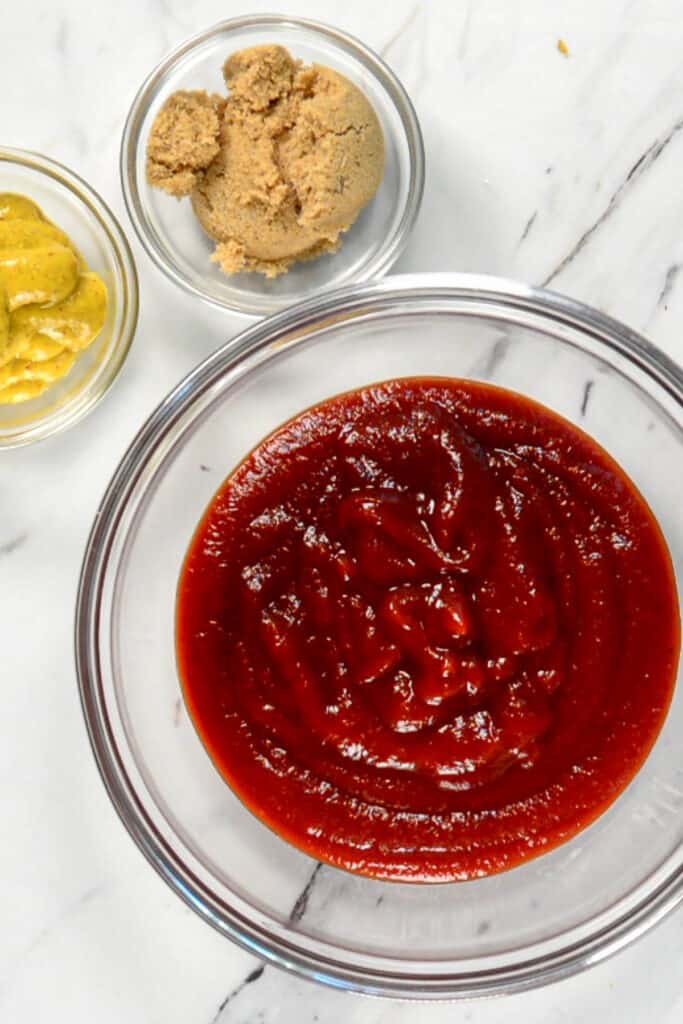 ketchup, mustard, and brown sugar for meatloaf sauce.
