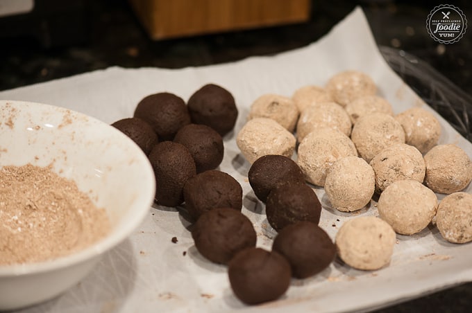 process photos of making Chocolate truffles with cinnamon