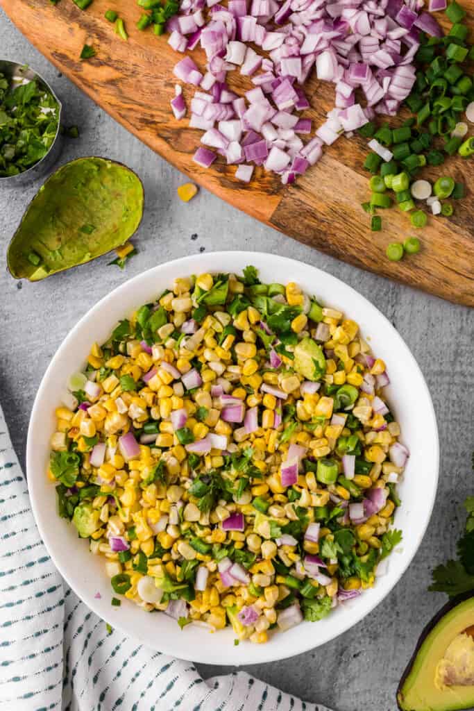 Homemade Mexican street corn salad.