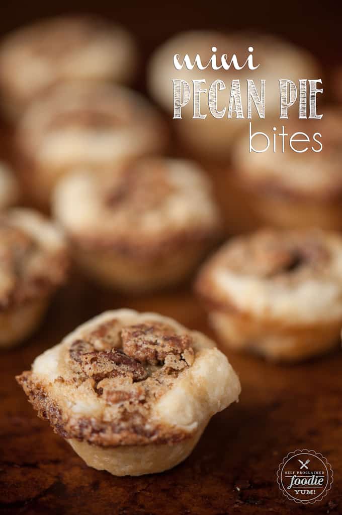 a close up of a mini pecan pie bites