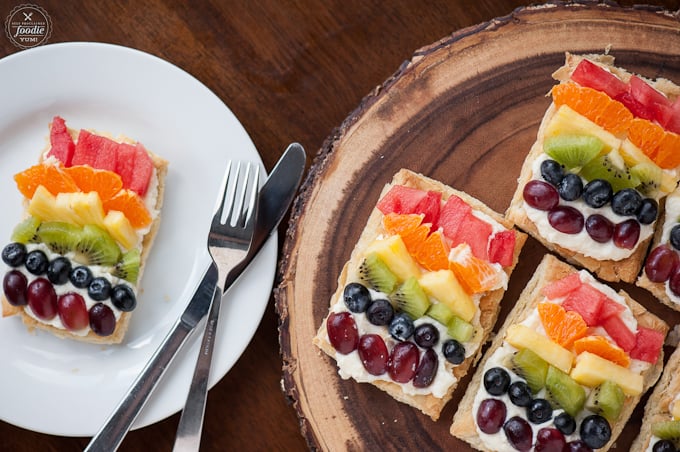 looking down at individual fruit pastries